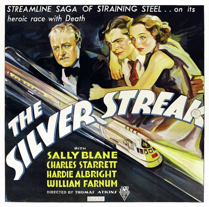 Framed Print : THE SILVER STREAK, US poster art, from left: William Farnum, Charles Starrett, Sally Blane, 1934