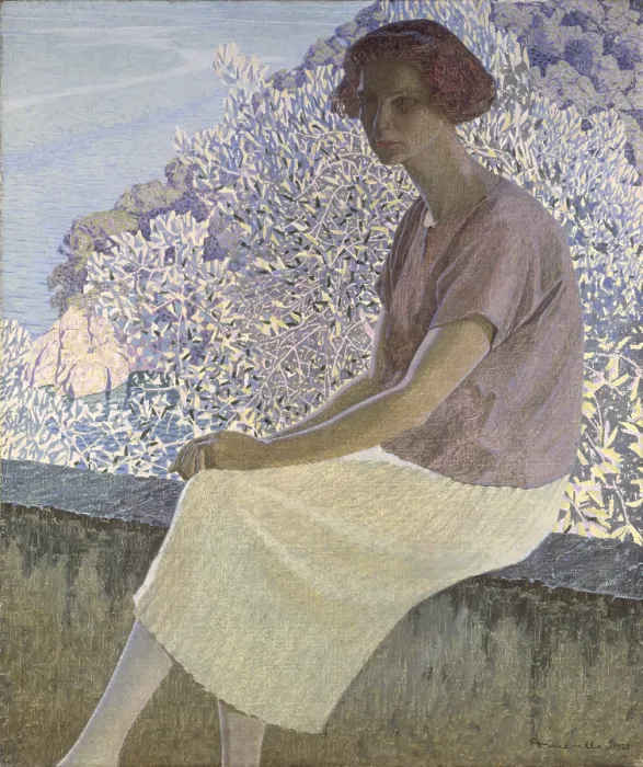 Framed Print : Silvery Calm (Calma argentea), by Domenico Guerello, 1922, 20th Century, oil on canvas - Italy, Liguria, Genoa Nervi, Modern Art Civic Collection. Whole artwork view