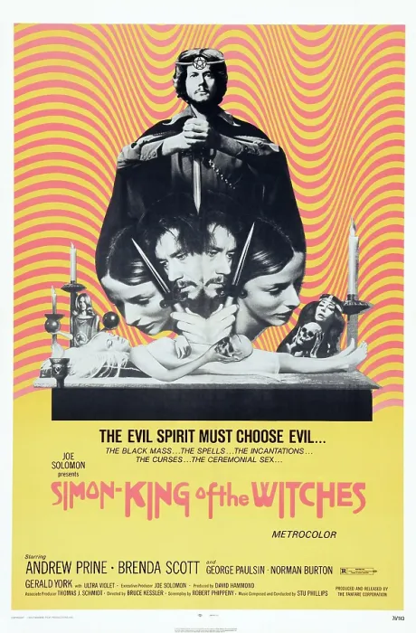 Framed Print : SIMON, KING OF THE WITCHES, US poster art, top: Andrew Prine, 1971 Framed Print : SIMON, KING OF THE WITCHES, US poster art, top: Andrew Prine, 1971