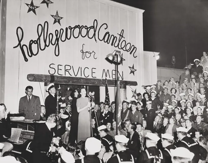 Framed Print : Singer Ginny Sims performs at the dedication of the Hollywood Canteen. The opening was attended by thousands of servicemen on Oct. 4, 1942. World War 2. (BSLOC_2014_8_211) Framed Print : Singer Ginny Sims performs at the dedication of the Hollywood Canteen. The opening was attended by thousands of servicemen on Oct. 4, 1942. World War 2. (BSLOC_2014_8_211)