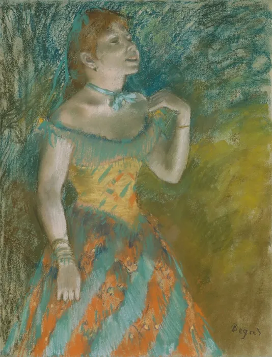 Framed Print : The Singer in Green, by Edgar Degas, 1884, French impressionist drawing, pastel on paper