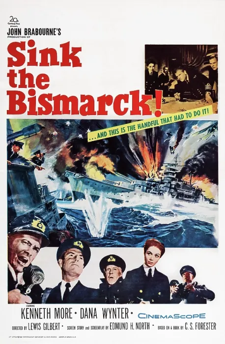 Framed Print : SINK THE BISMARCK!, US poster art, bottom: Carl Mohner, Kenneth More, Laurence Naismith, Dana Wynter, TM and Copyright 20th Century Fox Film Corp. All rights