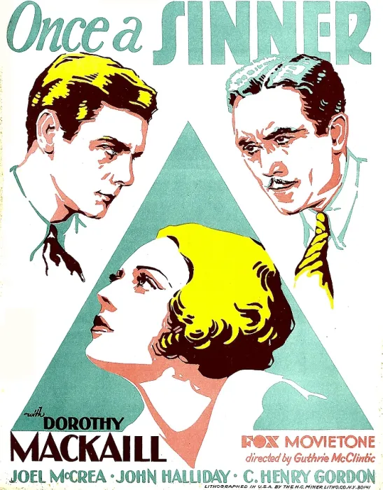 Framed Print : ONCE A SINNER, from left: Joel McCrea, Dorothy Mackaill, John Halliday on window card, 1931, TM and Copyright 20th Century Fox Film Corp