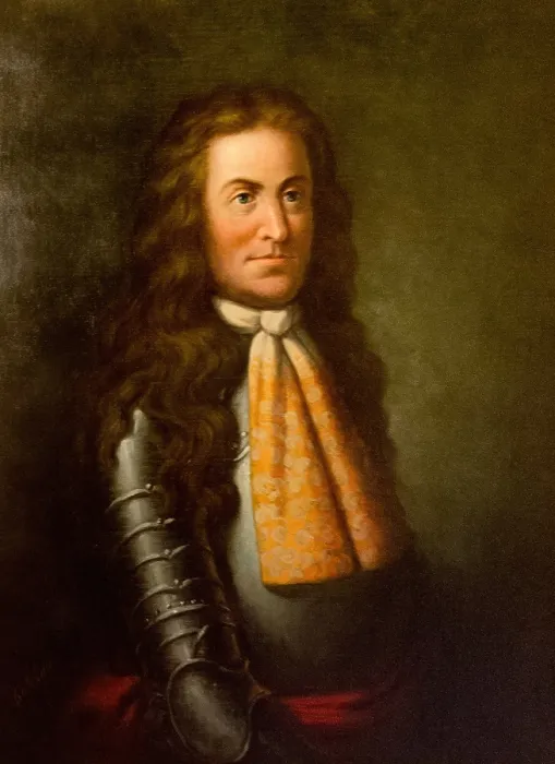 Framed Print : Sir Edmund Andros, by Frederick Stone Batcheller, 19th century painting, oil on canvas