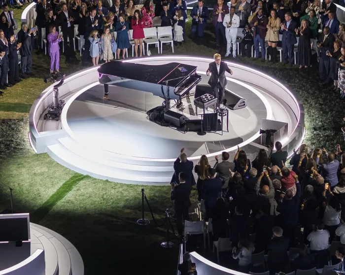 Framed Print : Sir Elton John performs on the South Lawn of the White House, Sept. 23, 2022