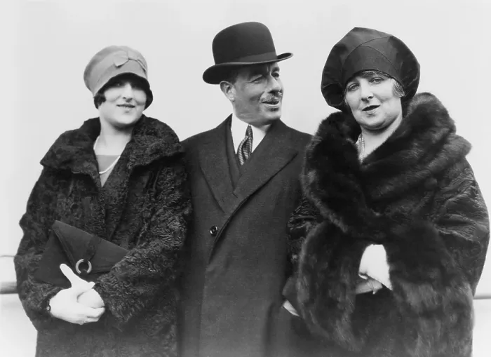 Framed Print : Sir Joseph Duveen (1869-1939), with his wife and daughter, Dorothy on board an ocean liner in New York