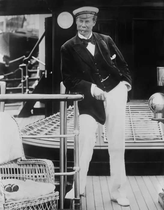 Framed Print : Sir Thomas J. Lipton, the creator of the famous LIPTON TEA brand, on his yacht, c. 1910. He made five unsuccessful attempts to win the Americas Cup yacht race (BSLOC_2018_3_77)