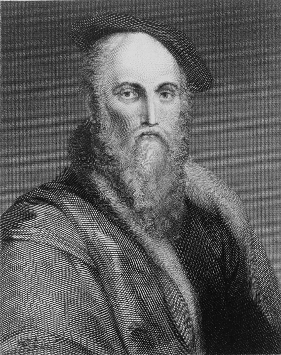 Framed Print : Sir Thomas Wyatt (1503-1542), English Renaissance poet. 19th century engraving from Holbein painting
