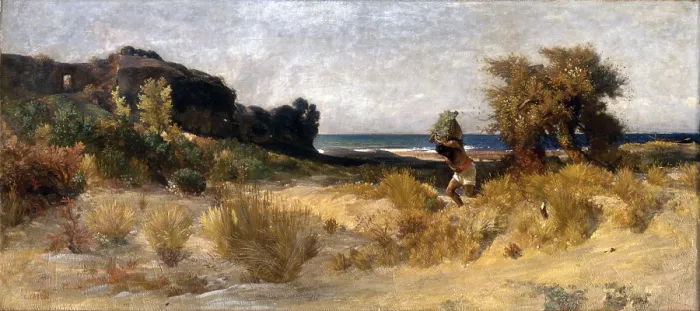 Framed Print : Sirocco Day on the Coast near Rome, by Nino Costa, 1852 - 1874, 19th century, oil on canvas - Italy, Tuscany, Florence, Pitti Palace, Modern Art Gallery. Whole artwork view Framed Print : Sirocco Day on the Coast near Rome, by Nino Costa, 1852 - 1874, 19th century, oil on canvas - Italy, Tuscany, Florence, Pitti Palace, Modern Art Gallery. Whole artwork view