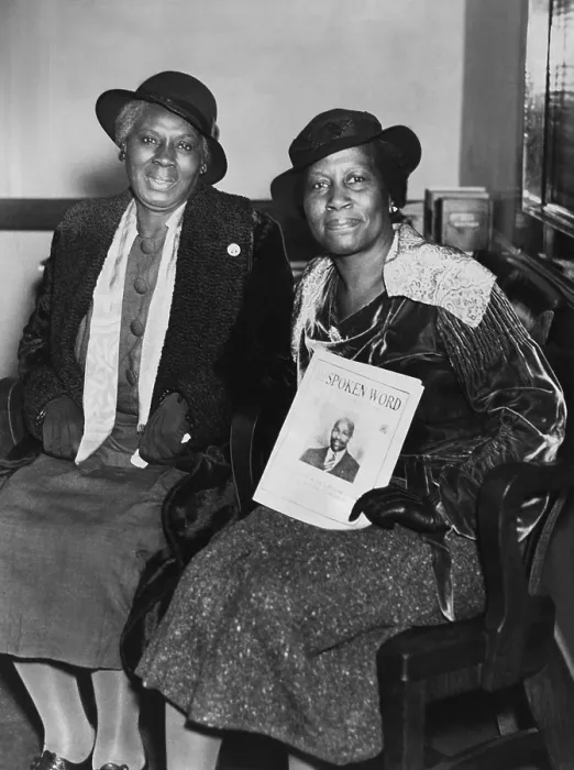 Framed Print : Sister Grace with a copy of The Spoken Word, the magazine of the Peace Mission Movement. April 28, 1937