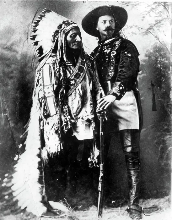 Framed Print : SITTING BULL & BUFFALO BILL-After Sitting Bull was finally conquered, he traveled for a time with Buffalo Bill's Wild West Show.. Courtesy: CSU Archives / Everett Collection Framed Print : SITTING BULL & BUFFALO BILL-After Sitting Bull was finally conquered, he traveled for a time with Buffalo Bill's Wild West Show.. Courtesy: CSU Archives / Everett Collection