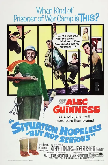 Framed Print : SITUATION HOPELESS BUT NOT SERIOUS, US poster, Alec Guinness (left), Robert Redford (center), Mike Connors (far right), 1965