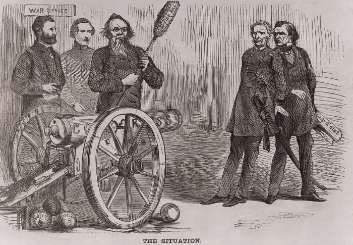 Framed Print : THE SITUATION. Political cartoon depicting Gen. Ulysses Grant and former Sec