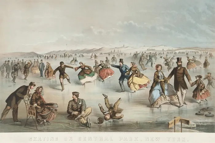 Framed Print : Skating on Central Park, New York, 1861, by John H. Bufford