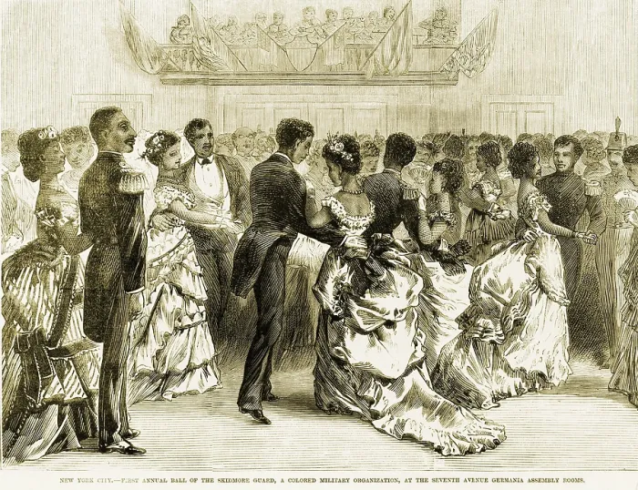 Framed Print : The Skidmore Guard, a colored military organization, held its first annual ball of the at the Seventh Avenue Germania assembly rooms, New York City, 1872