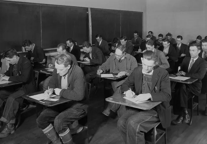 Framed Print : Skilled and unskilled laborers taking the TVA examination, Clinton, Tennessee. Nov. 1933. The Tennessee Valley Authority began hiring workers in late 1933. Photo by Lewis Hine Framed Print : Skilled and unskilled laborers taking the TVA examination, Clinton, Tennessee. Nov. 1933. The Tennessee Valley Authority began hiring workers in late 1933. Photo by Lewis Hine