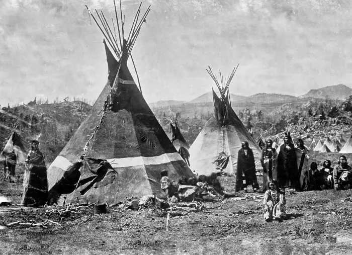 Framed Print : Skin tepees, Shoshone Indians. ca. 1880-1910