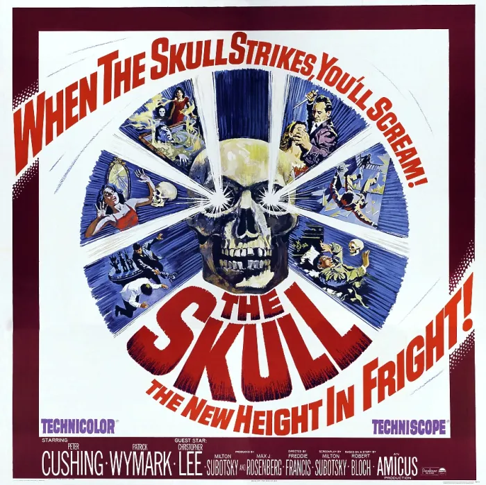 Framed Print : THE SKULL, US poster art, Peter Cushing (top right with dagger), 1965