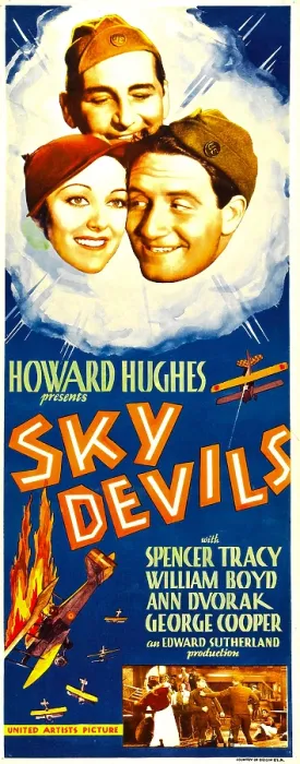 Framed Print : SKY DEVILS, from left: Ann Dvorak, William Boyd, Spencer Tracy on insert poster, 1933