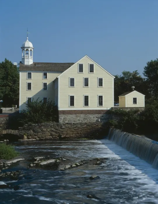 Framed Print : Slater Mill, Pawtucket, photographed in 1990. Cotton spinning continued until 1895, after which the mill was used for various industrial purposes until 1923 (BSLOC_2019_7_124)