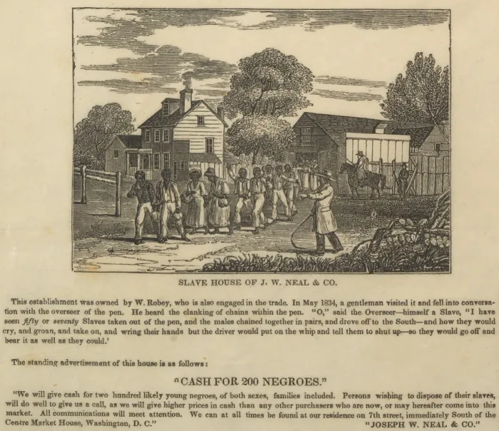 Framed Print : A slave coffle setting out from the business of J.W. Neal in Washington, D.C. in the 1830s Framed Print : A slave coffle setting out from the business of J.W. Neal in Washington, D.C. in the 1830s