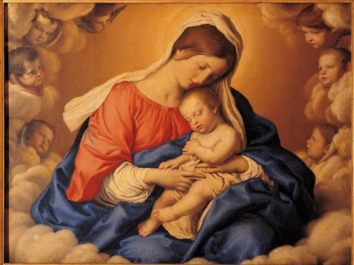 Framed Print : The Sleep of the Infant Jesus, by Giovanni Battista Salvi know as Sassoferrato, 17th Century, oil on canvas, cm 75 x 100 - Italy, Lombardy, Milan, Brera art gallery. All