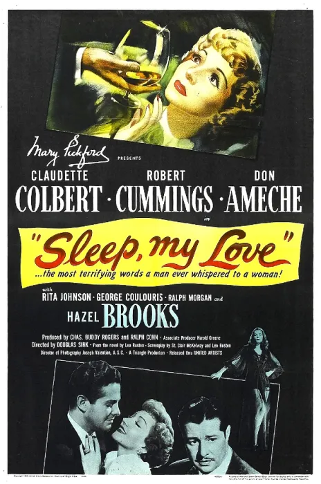 Framed Print : SLEEP, MY LOVE, US poster, bottom from left: Robert Cummings, Claudette Colbert, Don Ameche, Hazel Brooks, 1948