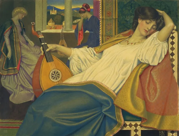 Framed Print : The Sleeping Beauty, 1903, by Joseph Edward Southall, 1861-1944, English, Britain, British