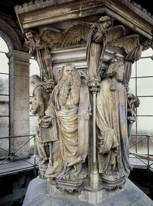 Framed Print : SLUTER, Claus (1340-1406). The Well of Moses or The Well of the Prophets. 1396-1406. FRANCE. Dijon. Charterhouse of Champmol. Gothic art. Sculpture on marble Framed Print : SLUTER, Claus (1340-1406). The Well of Moses or The Well of the Prophets. 1396-1406. FRANCE. Dijon. Charterhouse of Champmol. Gothic art. Sculpture on marble