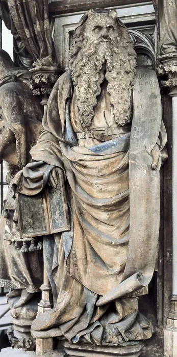 Framed Print : SLUTER, Claus (1340-1406). The Well of Moses or The Well of the Prophets. 1396-1406. FRANCE. Dijon. Charterhouse of Champmol. Detail of Moses figure. Gothic art Framed Print : SLUTER, Claus (1340-1406). The Well of Moses or The Well of the Prophets. 1396-1406. FRANCE. Dijon. Charterhouse of Champmol. Detail of Moses figure. Gothic art