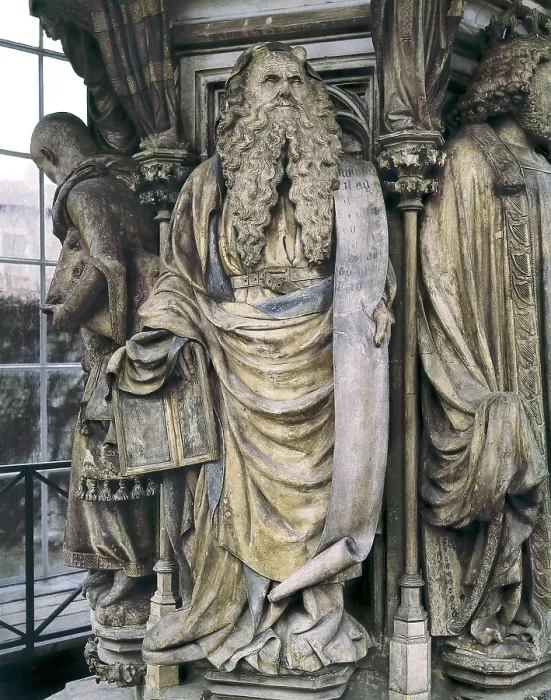Framed Print : SLUTER, Claus (1340-1406). The Well of Moses or The Well of the Prophets. 1396-1406. FRANCE. Dijon. Charterhouse of Champmol. Gothic art. Sculpture on marble Framed Print : SLUTER, Claus (1340-1406). The Well of Moses or The Well of the Prophets. 1396-1406. FRANCE. Dijon. Charterhouse of Champmol. Gothic art. Sculpture on marble