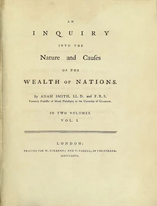 Framed Print : SMITH, Adam (1723-1790). Front page of Adam Smith's work 'As inquiry into the nature and causes of the wealth of nations', first great treatise on the capitalism