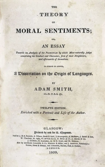 Framed Print : SMITH, Adam (1723-1790). Title page of the work 'The Theory of Moral Sentiments', published in 1809. SPAIN. Barcelona