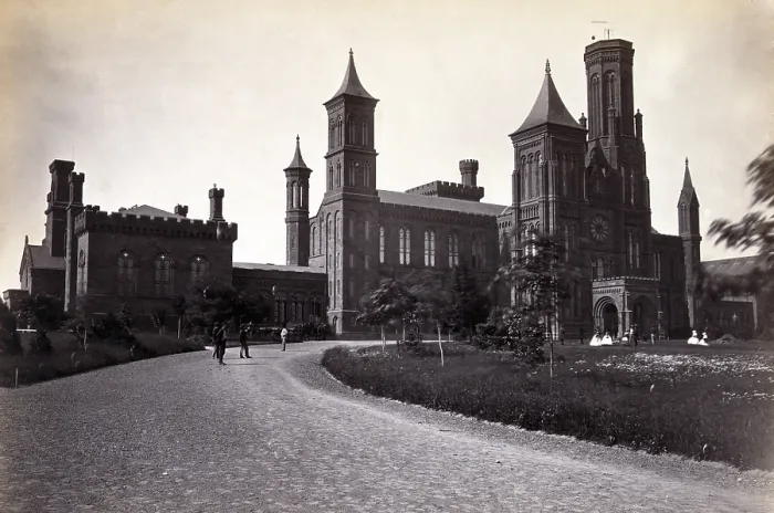 Framed Print : The Smithsonian Institution Castle. Photograph taken before Jan. 1865 when a major fire destroyed parts of the building. Washington, DC. albumen print ca. 1861-1864 Framed Print : The Smithsonian Institution Castle. Photograph taken before Jan. 1865 when a major fire destroyed parts of the building. Washington, DC. albumen print ca. 1861-1864
