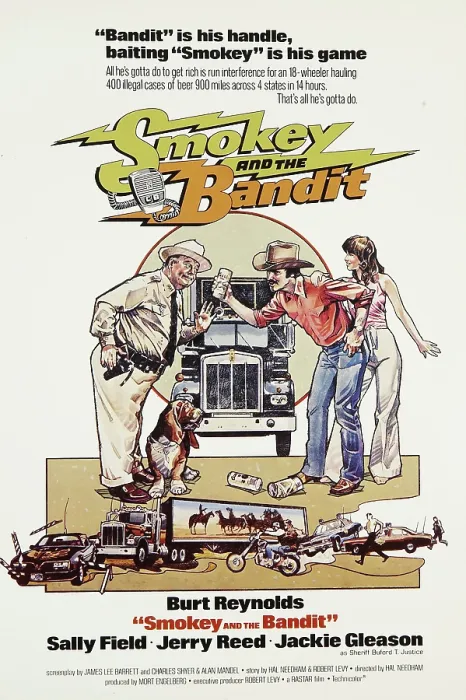 Framed Print : SMOKEY AND THE BANDIT, US poster, from left: Jackie Gleason, Burt Reynolds, Sally Field, 1977 Framed Print : SMOKEY AND THE BANDIT, US poster, from left: Jackie Gleason, Burt Reynolds, Sally Field, 1977