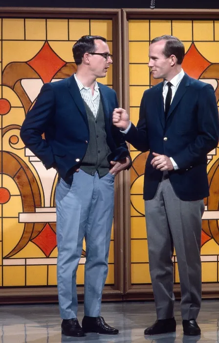 Framed Print : THE SMOTHERS BROTHERS COMEDY HOUR, from left: Dick Smothers, Tom Smothers, 1967-70