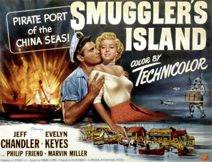 Framed Print : SMUGGLER'S ISLAND, Jeff Chandler, Evelyn Keyes, 1951