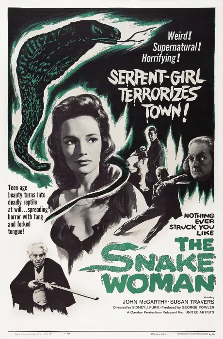 Framed Print : THE SNAKE WOMAN, (aka TERROR OF THE SNAKE WOMAN), US poster art, Susan Travers, Elsie Wagstaff, 1961 Framed Print : THE SNAKE WOMAN, (aka TERROR OF THE SNAKE WOMAN), US poster art, Susan Travers, Elsie Wagstaff, 1961