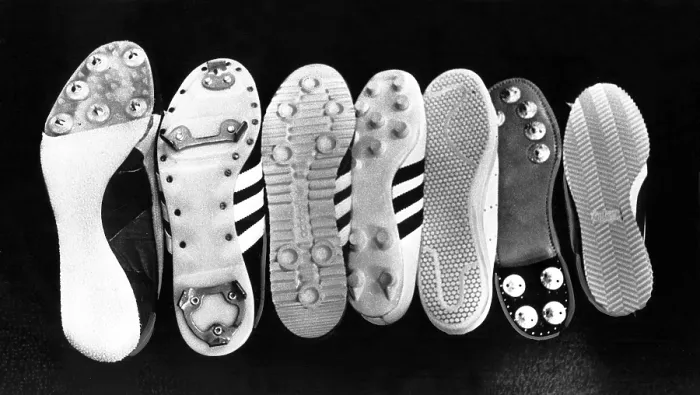 Framed Print : Sneakers, (l to r: track cleat, baseball cleat, nylon running shoe, soccer cleat, tennis shoe, golf cleat, leather running shoe), 1977. Courtesy: CSU Archives / Everett Collection Framed Print : Sneakers, (l to r: track cleat, baseball cleat, nylon running shoe, soccer cleat, tennis shoe, golf cleat, leather running shoe), 1977. Courtesy: CSU Archives / Everett Collection
