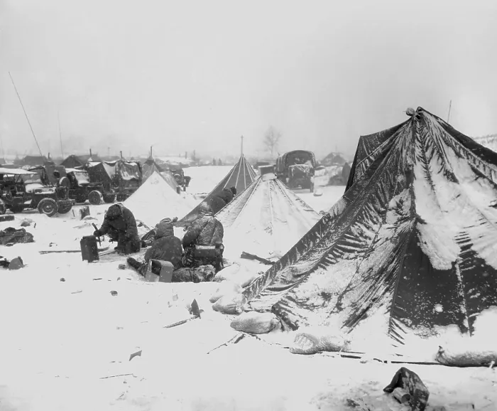 Framed Print : Snow-covered U.S. Marine tents at the base at Kotori, south of the Chosin Reservoir. Ca. Dec 6-15, 1950 Korean War, 1950-53. (BSLOC_2014_11_83) Framed Print : Snow-covered U.S. Marine tents at the base at Kotori, south of the Chosin Reservoir. Ca. Dec 6-15, 1950 Korean War, 1950-53. (BSLOC_2014_11_83)