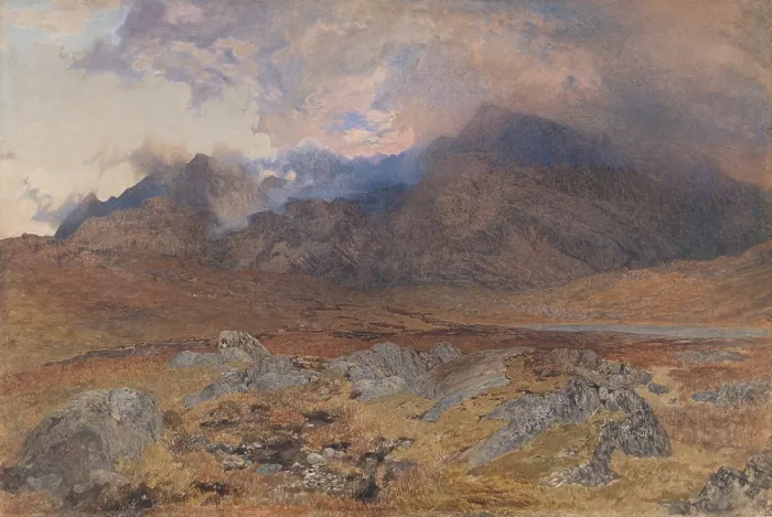Framed Print : SNOWDON AFTER AN APRIL HAILSTORM, by Alfred William Hunt, 1857, British watercolor painting