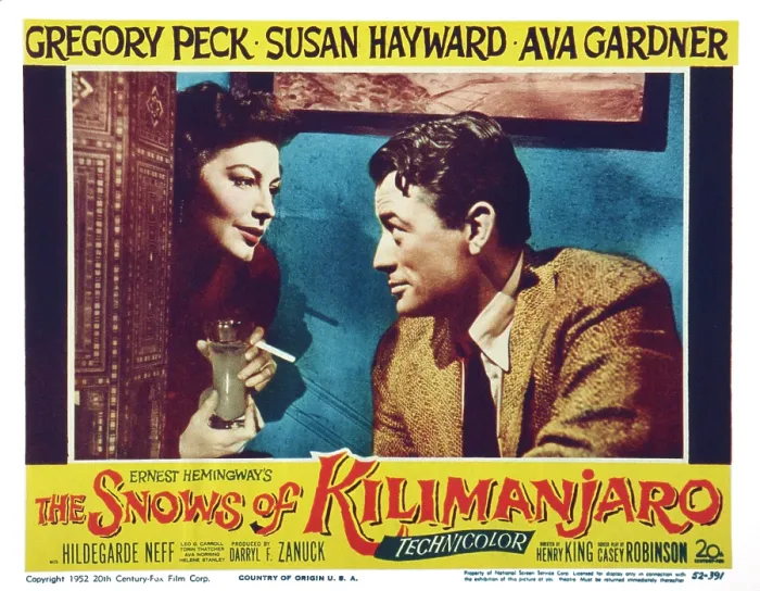 Framed Print : THE SNOWS OF KILIMANJARO, US lobbycard, from left: Ava Gardner, Gregory Peck, 1952, (c) 20th Century Fox, TM & Copyright / Courtesy: Everett Collection Framed Print : THE SNOWS OF KILIMANJARO, US lobbycard, from left: Ava Gardner, Gregory Peck, 1952, (c) 20th Century Fox, TM & Copyright / Courtesy: Everett Collection