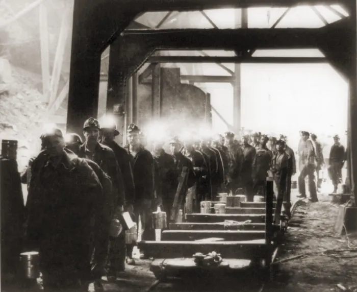Framed Print : Soft coal miners, their lamps glowing on their caps, enter the Haveco Mine near Welsh, West Virginia ending the 1948 strike