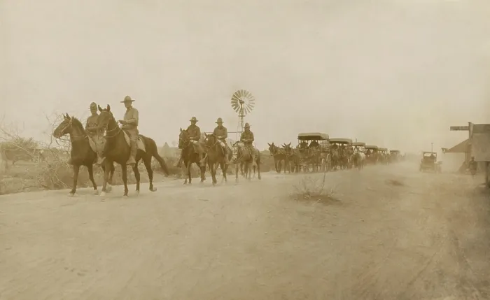 Framed Print : US soldiers on horseback and horse-drawn ambulance wagons Columbus, N.M