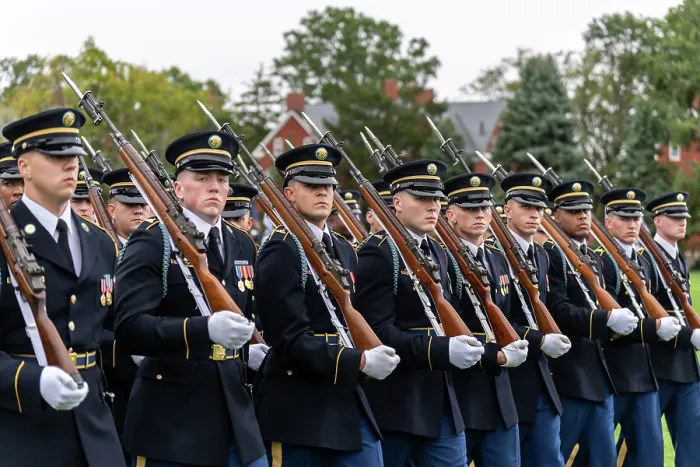 Framed Print : US soldiers parade during the Farewell and Hail for 20th Chairman of the Joint Chiefs, General Mark Milley, and incoming 21st Chairman General Charles Q. Brown, Jr. Sept