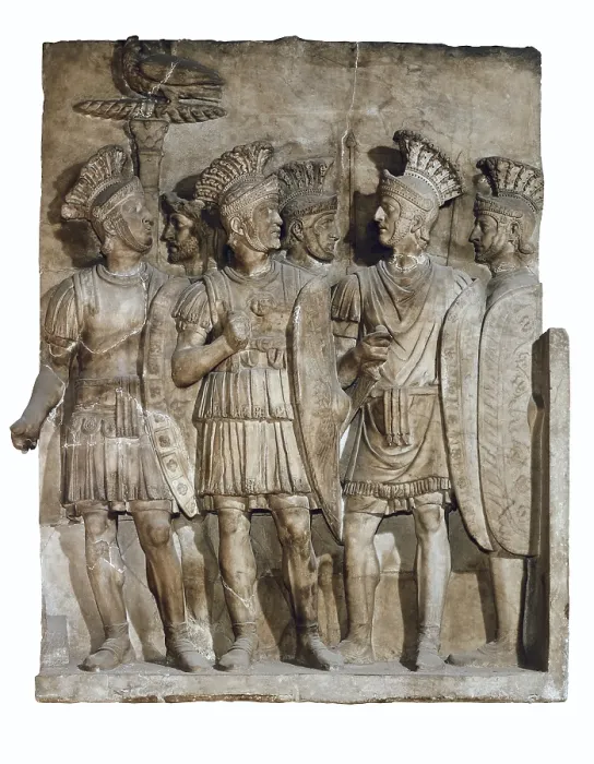 Framed Print : Soldiers of the Praetorian Guard. 2nd c. Roman art. Early Empire. Relief on marble. FRANCE. Paris. Louvre Museum. - Iberfoto / Everett Collection (324284)**US SALES ONLY**