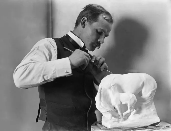 Framed Print : Solon Borglum (1868-1922), American sculptor and younger brother of Mount Rushmore creator, Gutzon Borglum. Gertrude Kasebier portrait of 1902