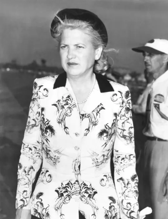 Framed Print : A somber Jacqueline Cochran, owner of the P-51C Mustang, that crashed in the Thompson Trophy Race. Sept 5, 1949 Framed Print : A somber Jacqueline Cochran, owner of the P-51C Mustang, that crashed in the Thompson Trophy Race. Sept 5, 1949