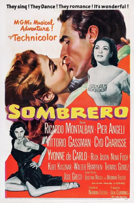 Framed Print : SOMBRERO, Pier Angeli, Ricardo Montalban, Yvonne De Carlo, 1953