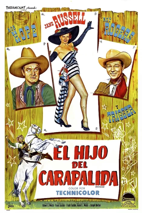 Framed Print : SON OF PALEFACE, (aka EL HIJO DEL CARAPALIDA), Argentinan poster, bottom left: Roy Rogers, Trigger the Horse; top from left: Bob Hope, Jane Russell, Roy Rogers, 1952 Framed Print : SON OF PALEFACE, (aka EL HIJO DEL CARAPALIDA), Argentinan poster, bottom left: Roy Rogers, Trigger the Horse; top from left: Bob Hope, Jane Russell, Roy Rogers, 1952